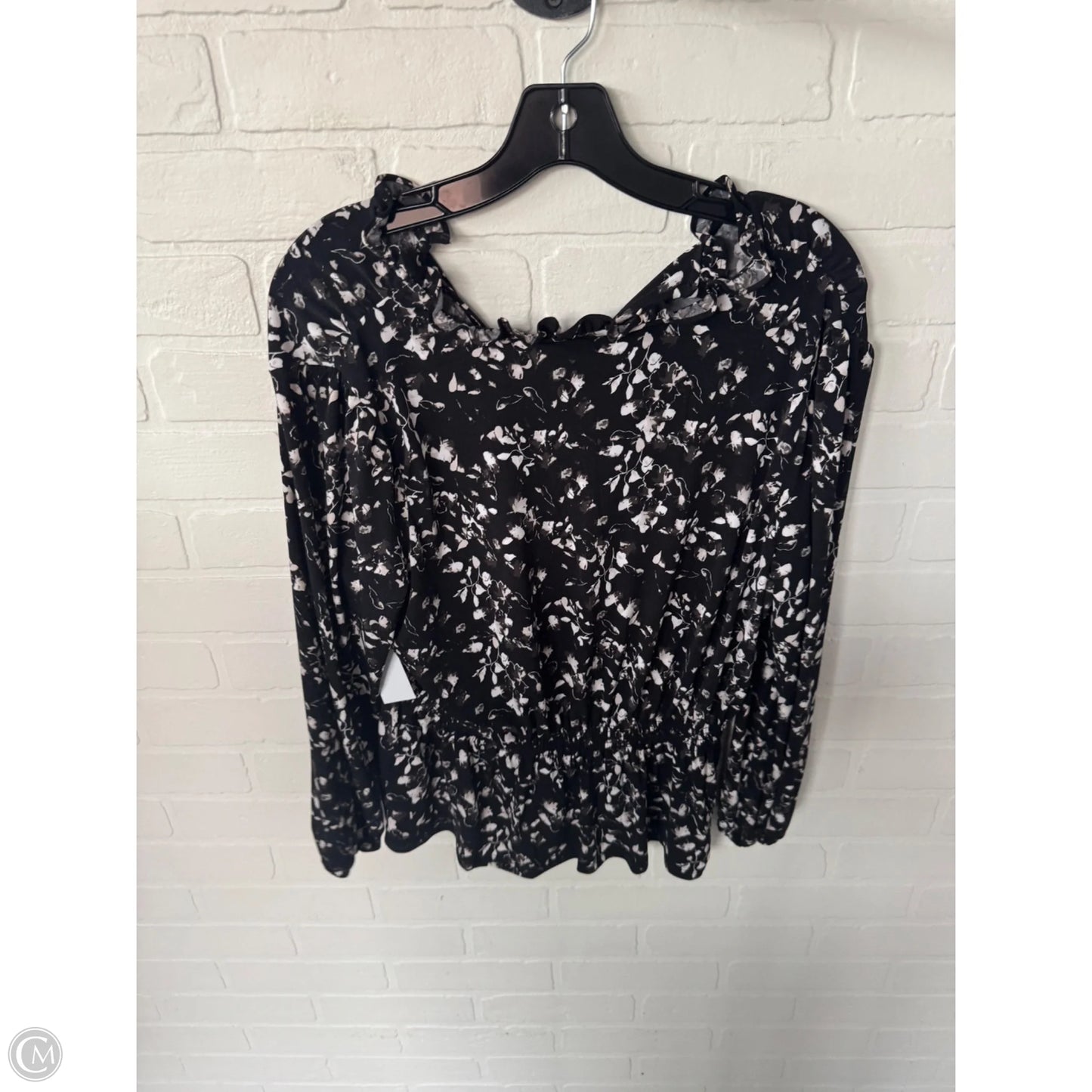 Top 3/4 Sleeve By Simply Vera In Black & Grey, Size: M