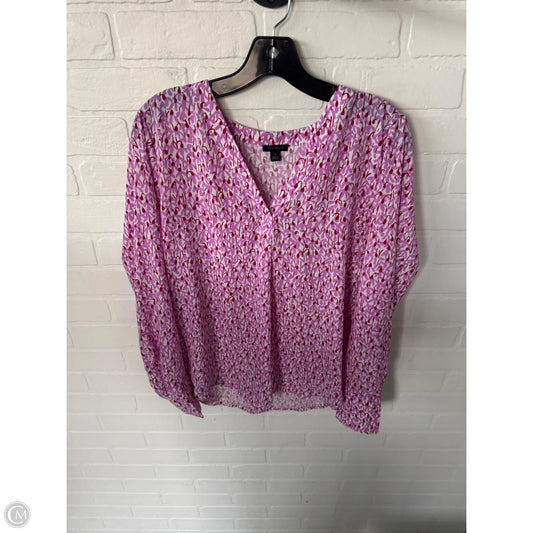 Top Long Sleeve By Ann Taylor In Pink & Red, Size: M