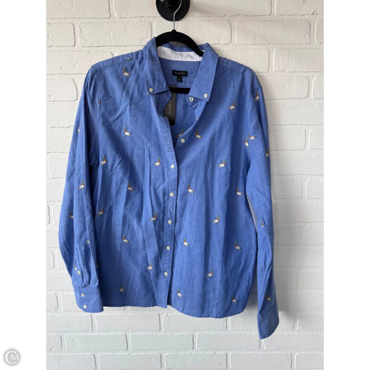Top Long Sleeve By Talbots In Blue & White, Size: Xl