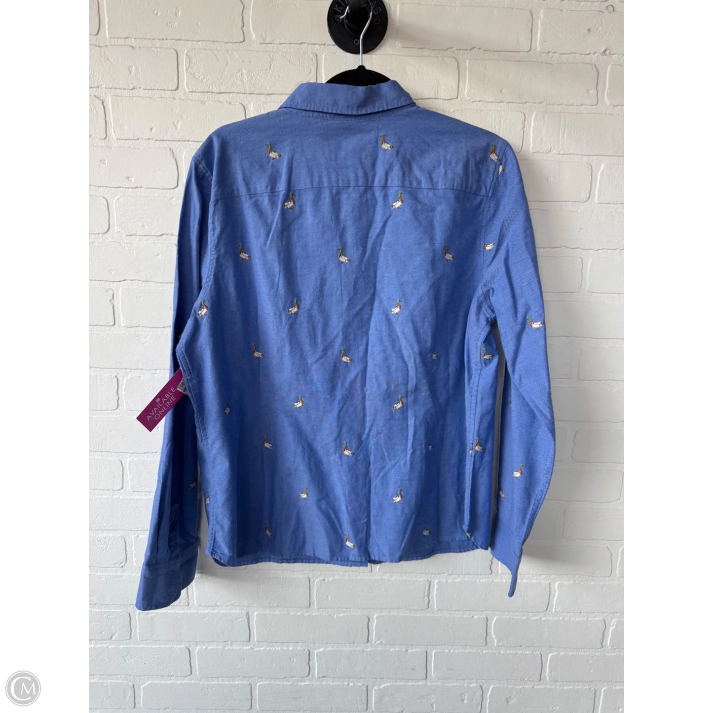 Top Long Sleeve By Talbots In Blue & White, Size: Xl
