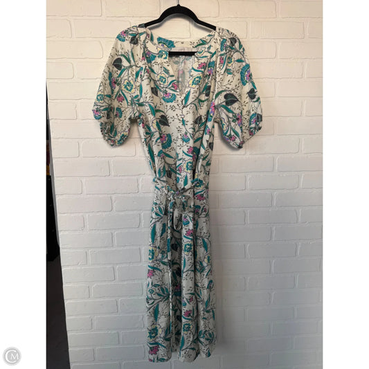 Dress Casual Midi By Loft In Blue & Tan, Size: M