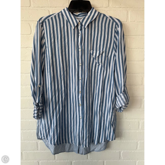 Top Long Sleeve By Jane And Delancey In Blue & White, Size: M