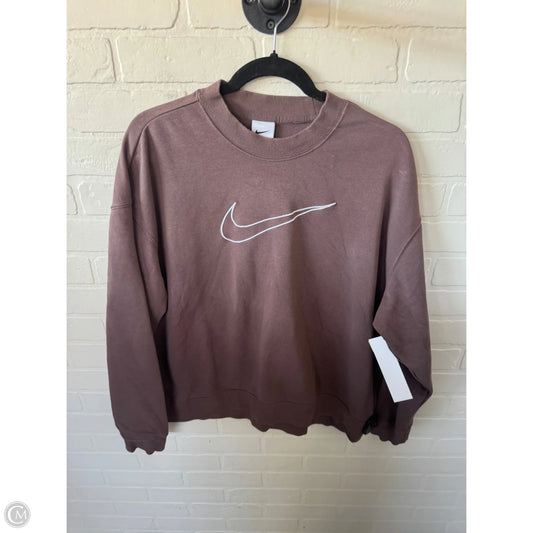 Athletic Sweatshirt Crewneck By Nike In Brown, Size: M