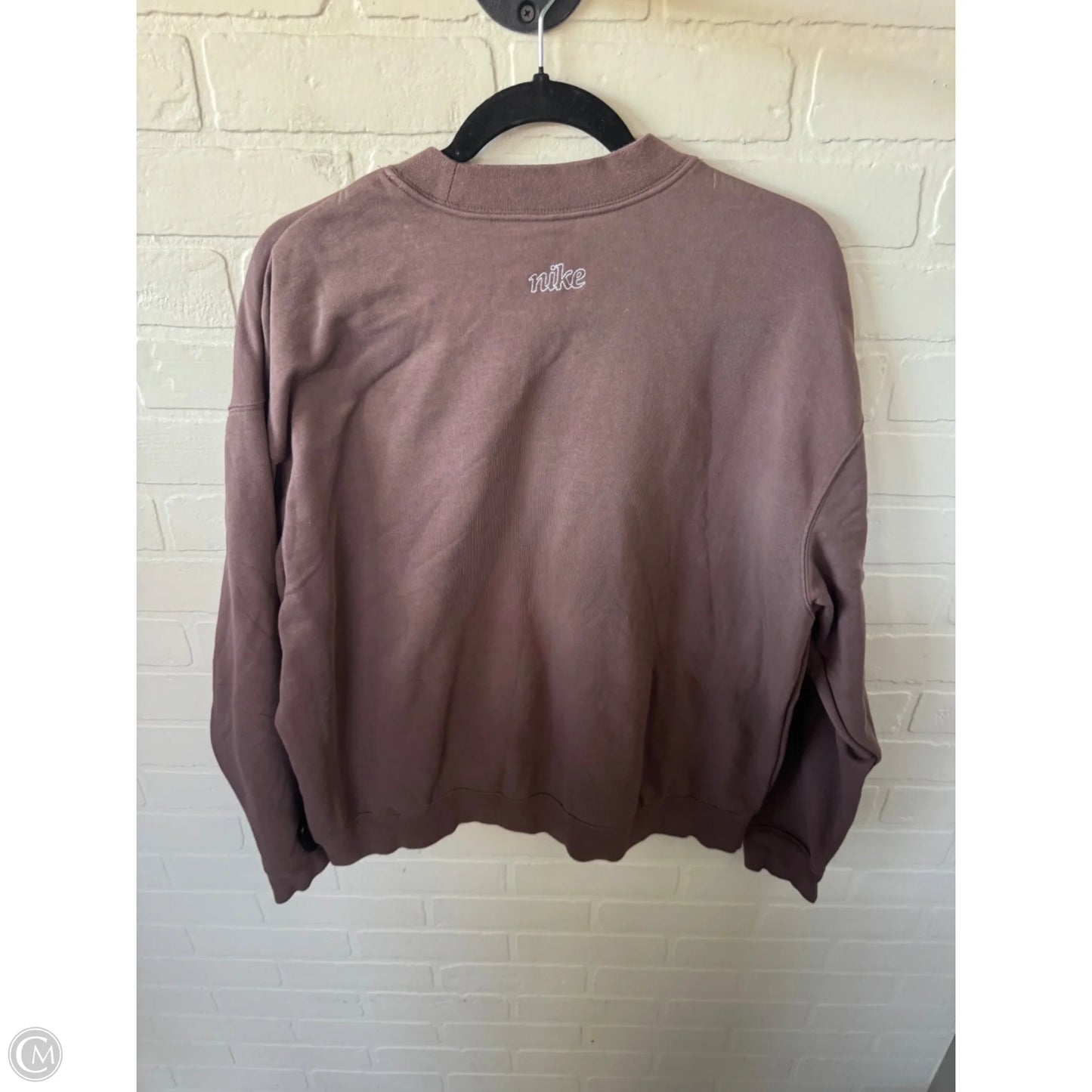 Athletic Sweatshirt Crewneck By Nike In Brown, Size: M