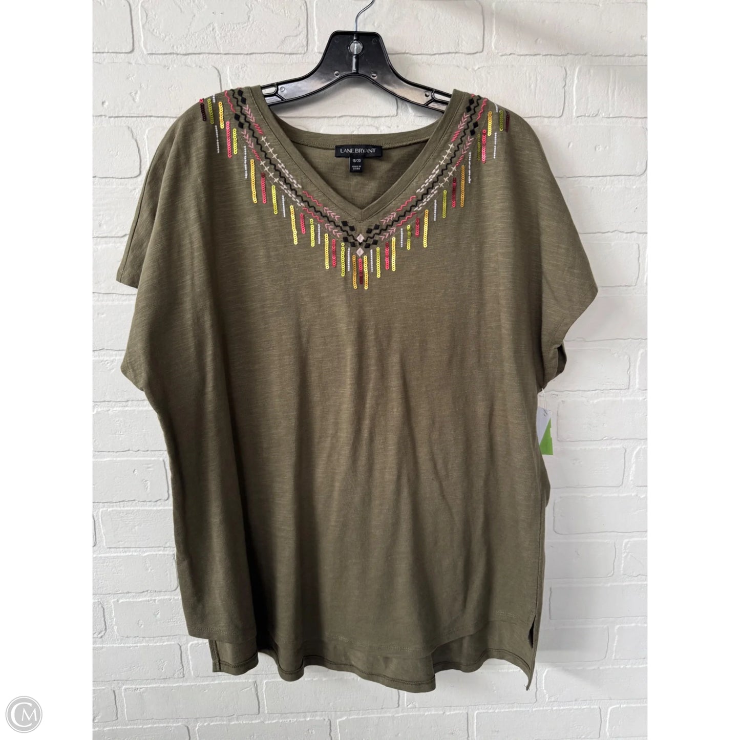 Top Short Sleeve By Lane Bryant In Green, Size: 1x
