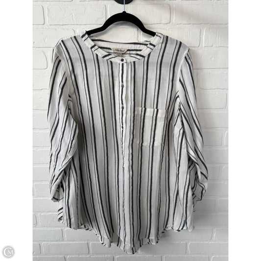 Top Long Sleeve By Lucky Brand In Grey & White, Size: 1x