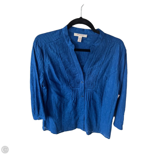 Top 3/4 Sleeve By Jm Collections In Blue, Size: L