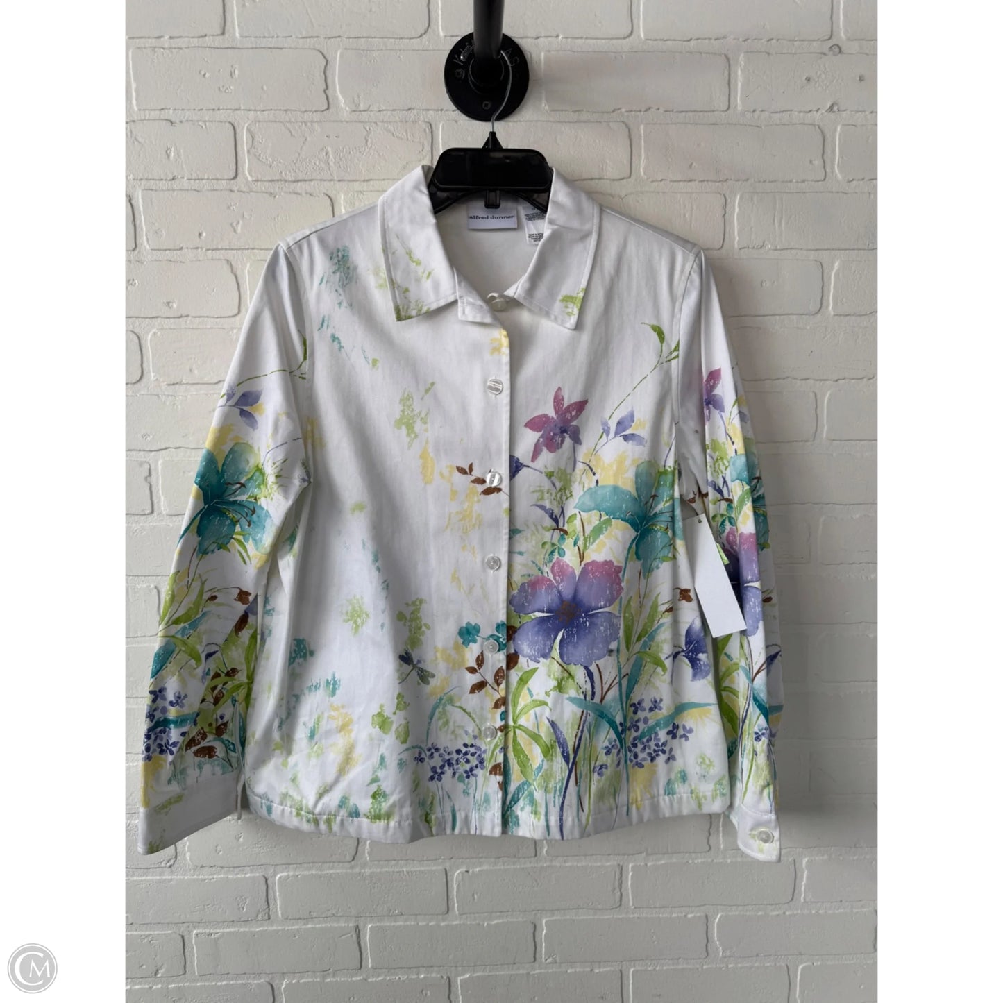 Jacket Denim By Alfred Dunner In Green & White, Size: L