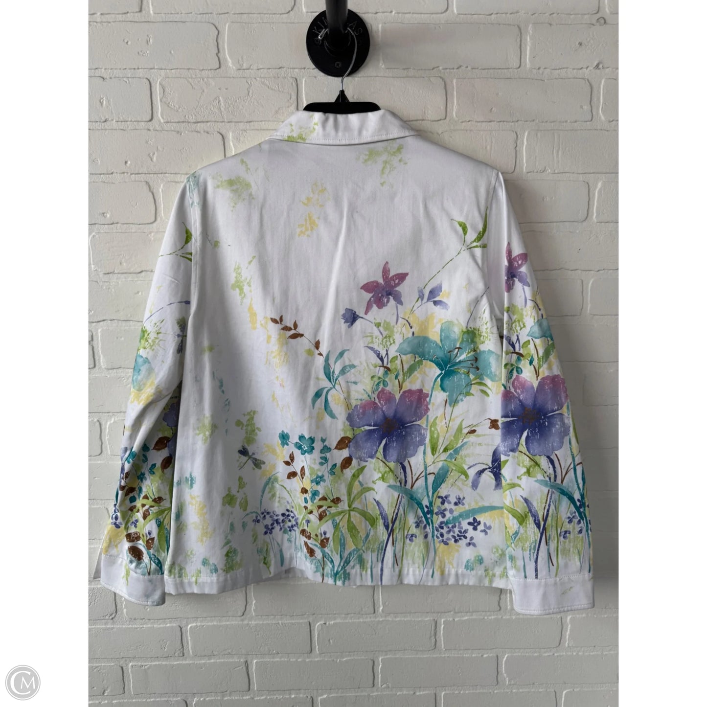 Jacket Denim By Alfred Dunner In Green & White, Size: L