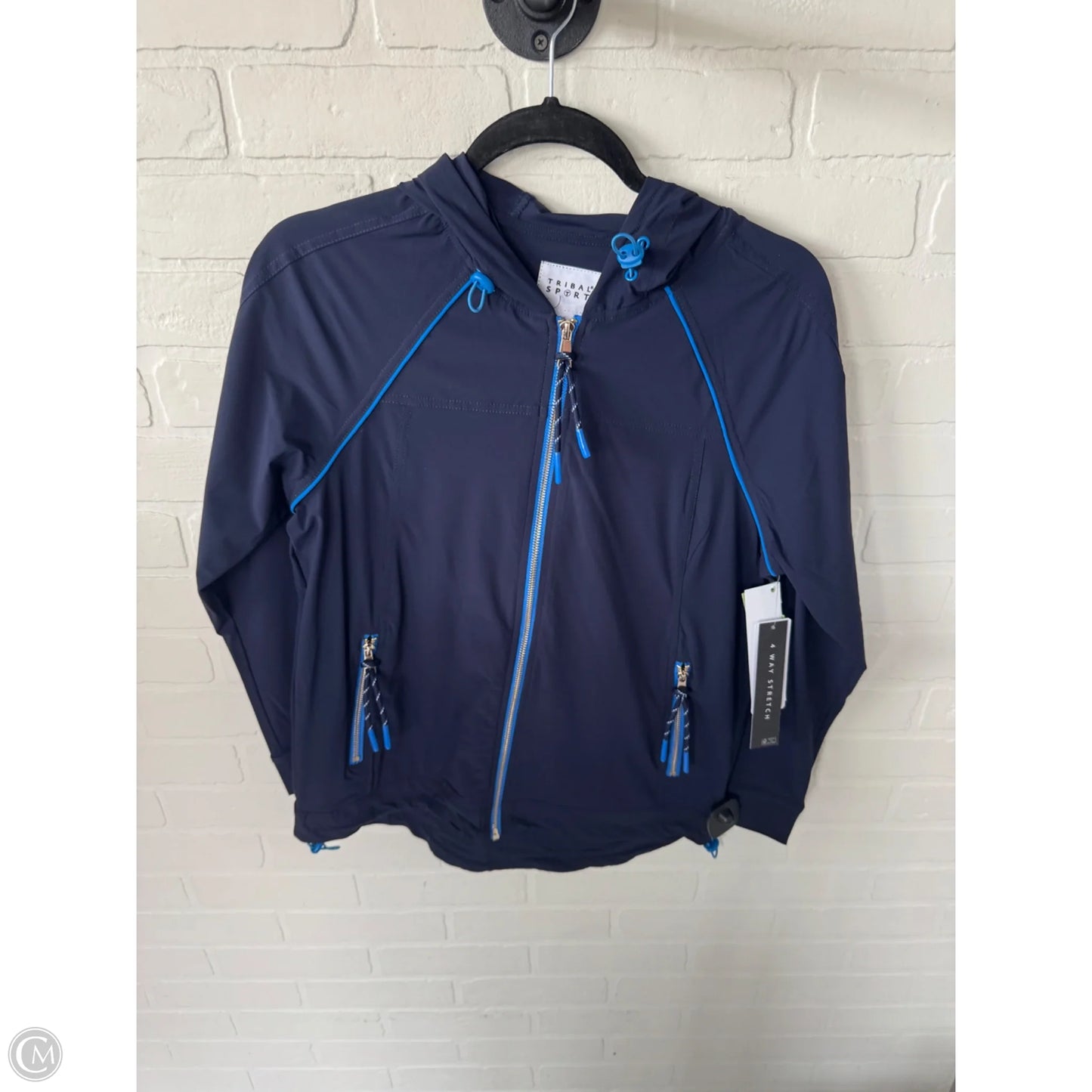 Athletic Jacket By Tribal In Blue, Size: S