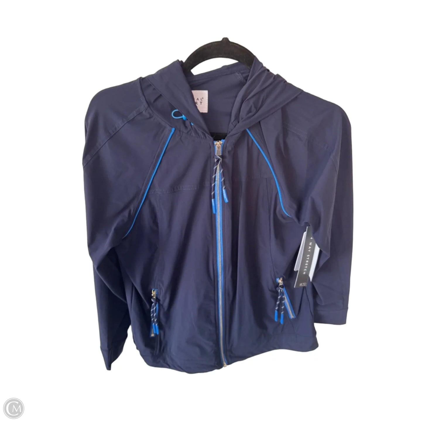 Athletic Jacket By Tribal In Blue, Size: S