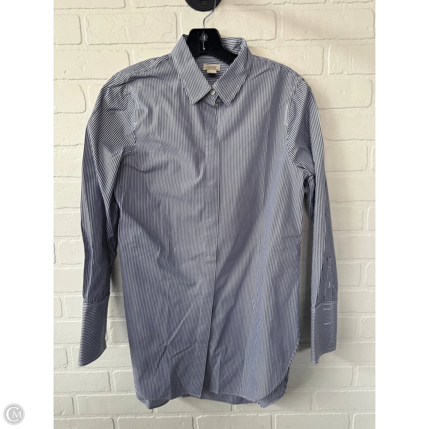 Tunic Long Sleeve By J. Crew In Blue & White, Size: S