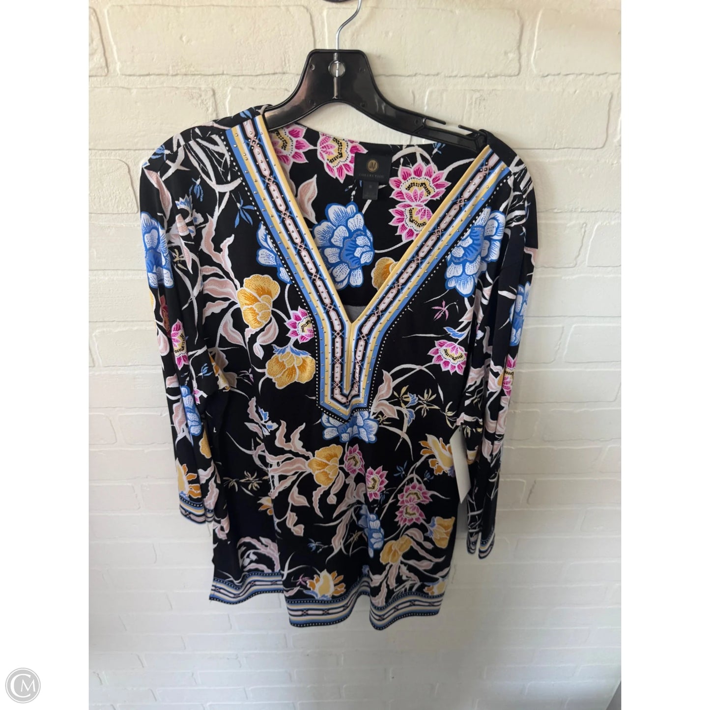 Top Long Sleeve By Jm Collections In Black & Blue, Size: Xl
