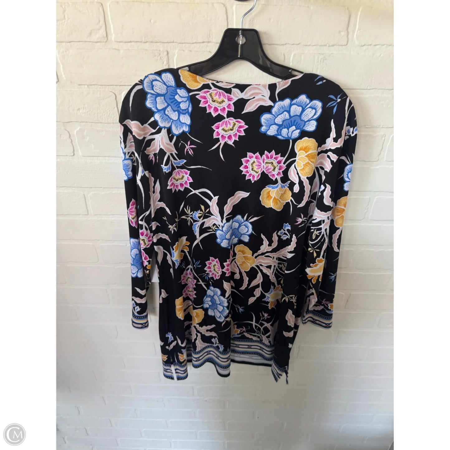 Top Long Sleeve By Jm Collections In Black & Blue, Size: Xl