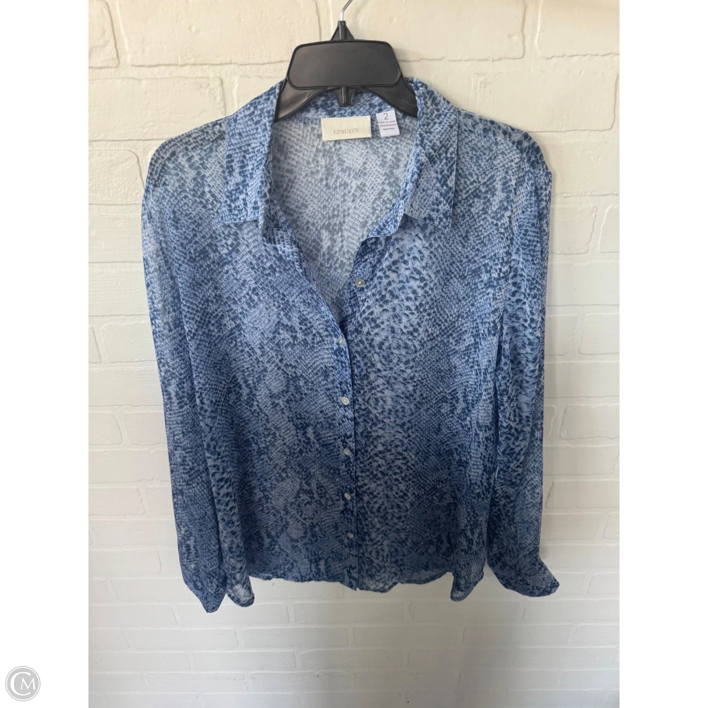 Top Long Sleeve By Chicos In Blue, Size: L