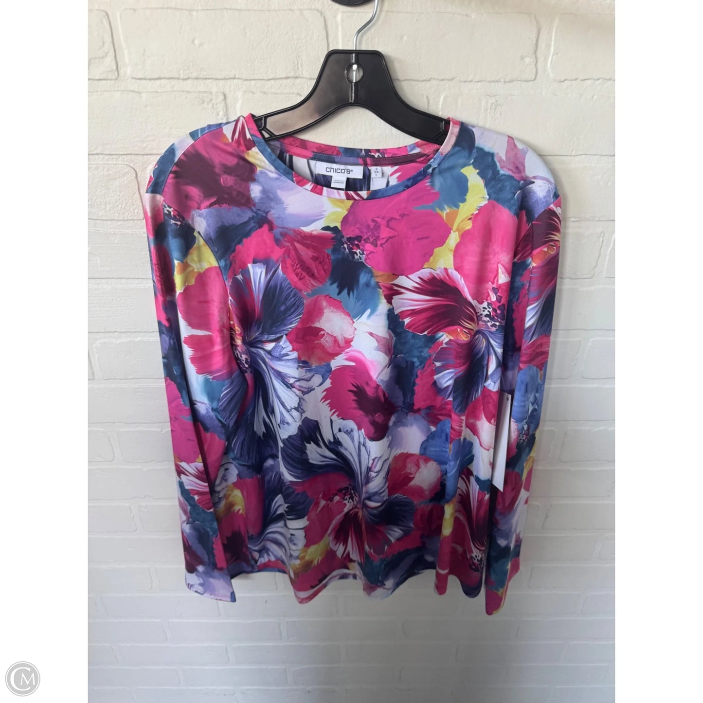 Top Long Sleeve By Chicos In Pink & Purple, Size: L