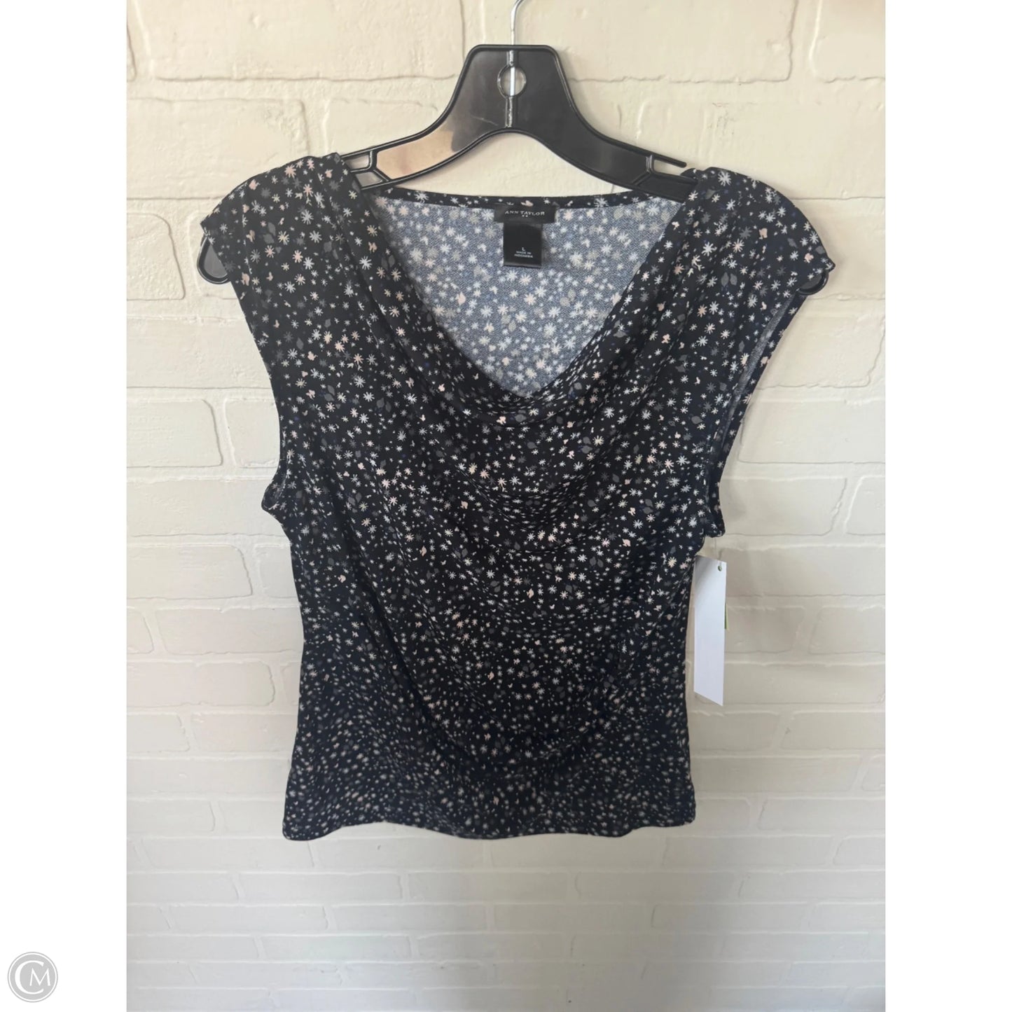 Top Sleeveless By Ann Taylor In Black & Grey, Size: L