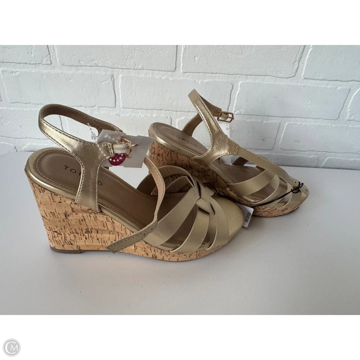 Sandals Heels Wedge By Torrid In Gold & Tan, Size: 9