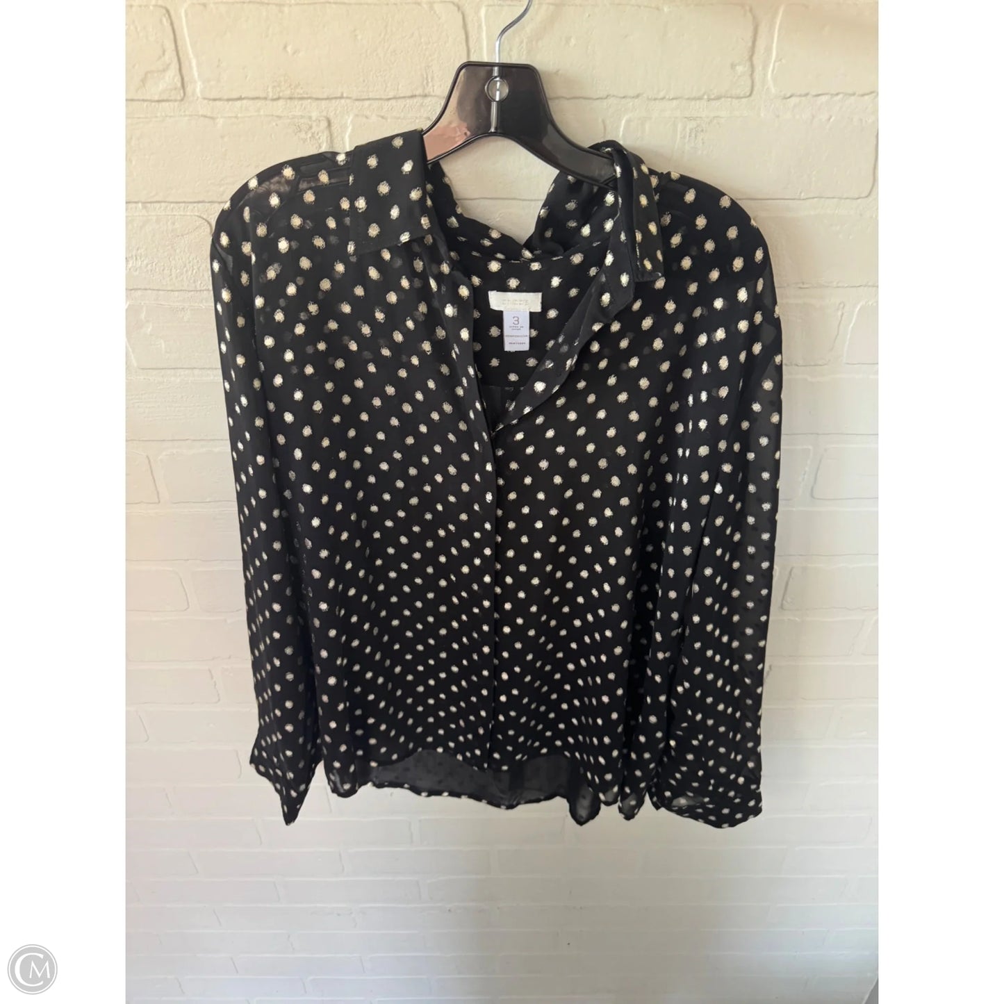Top Long Sleeve By Chicos In Black & Gold, Size: Xl
