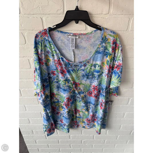 Top Short Sleeve By Cathy Daniels In Blue & Green, Size: 2x