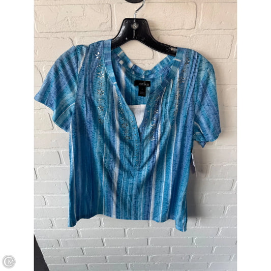 Top Short Sleeve By Clothes Mentor In Blue & White, Size: M