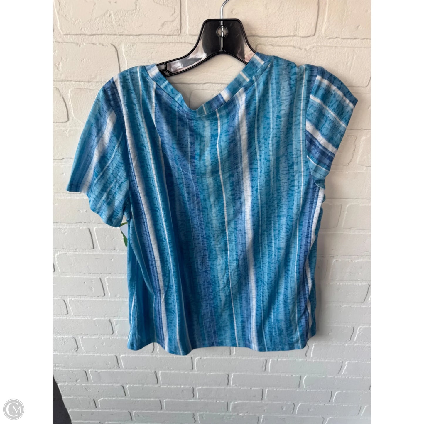 Top Short Sleeve By Clothes Mentor In Blue & White, Size: M