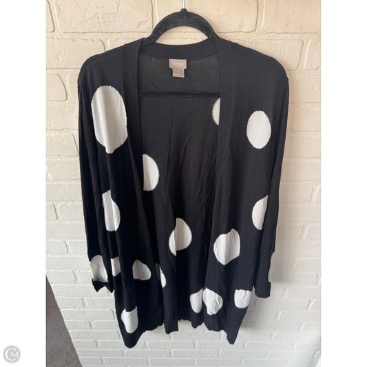 Sweater Cardigan By Chicos In Black & White, Size: Xlp
