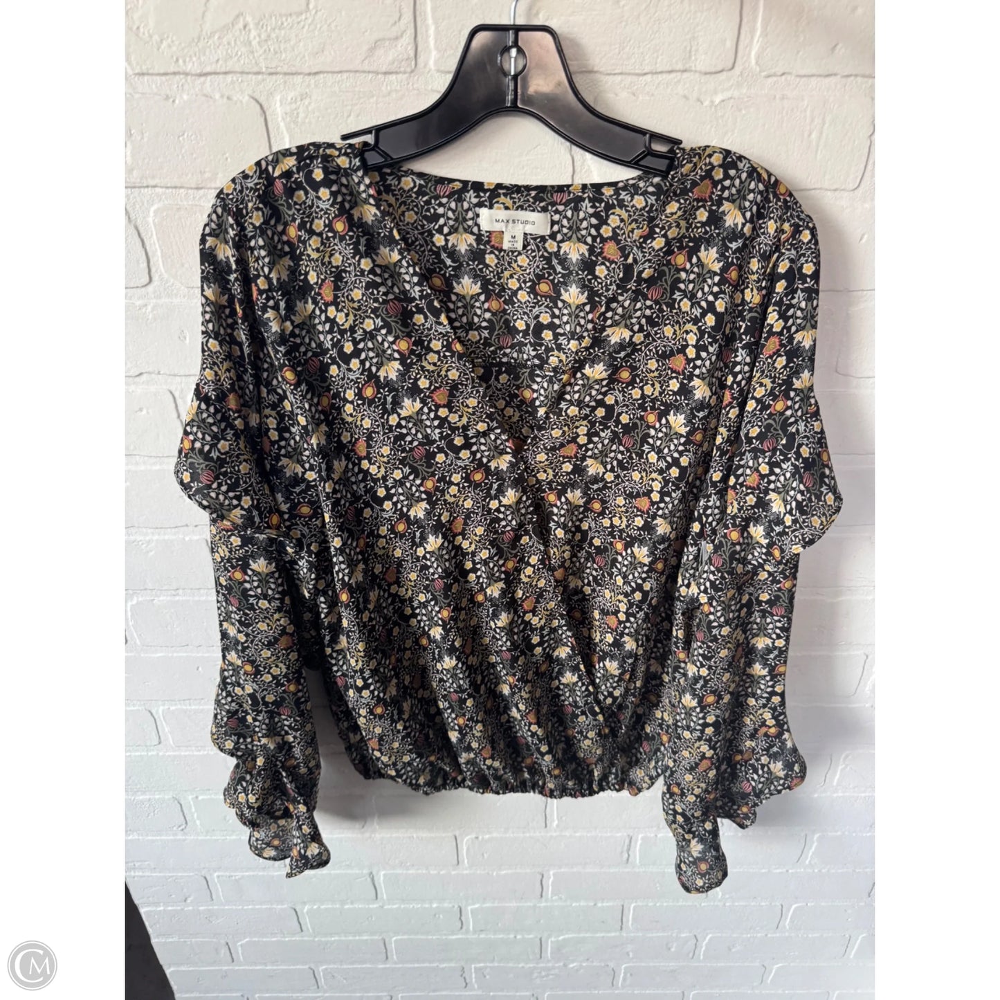 Top Long Sleeve By Max Studio In Black & Yellow, Size: M