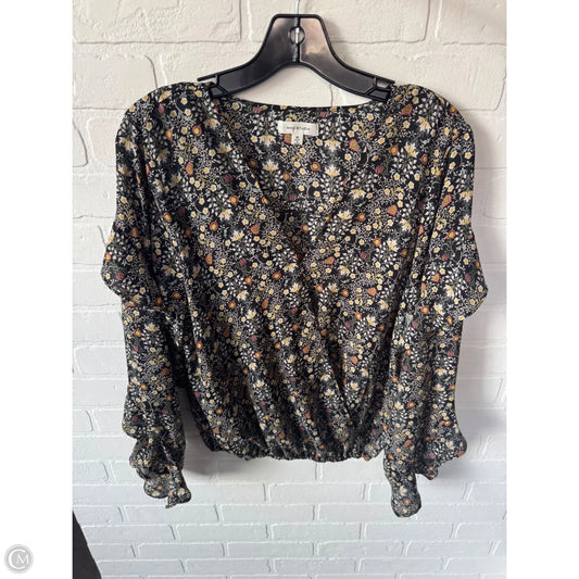 Top Long Sleeve By Max Studio In Black & Yellow, Size: M