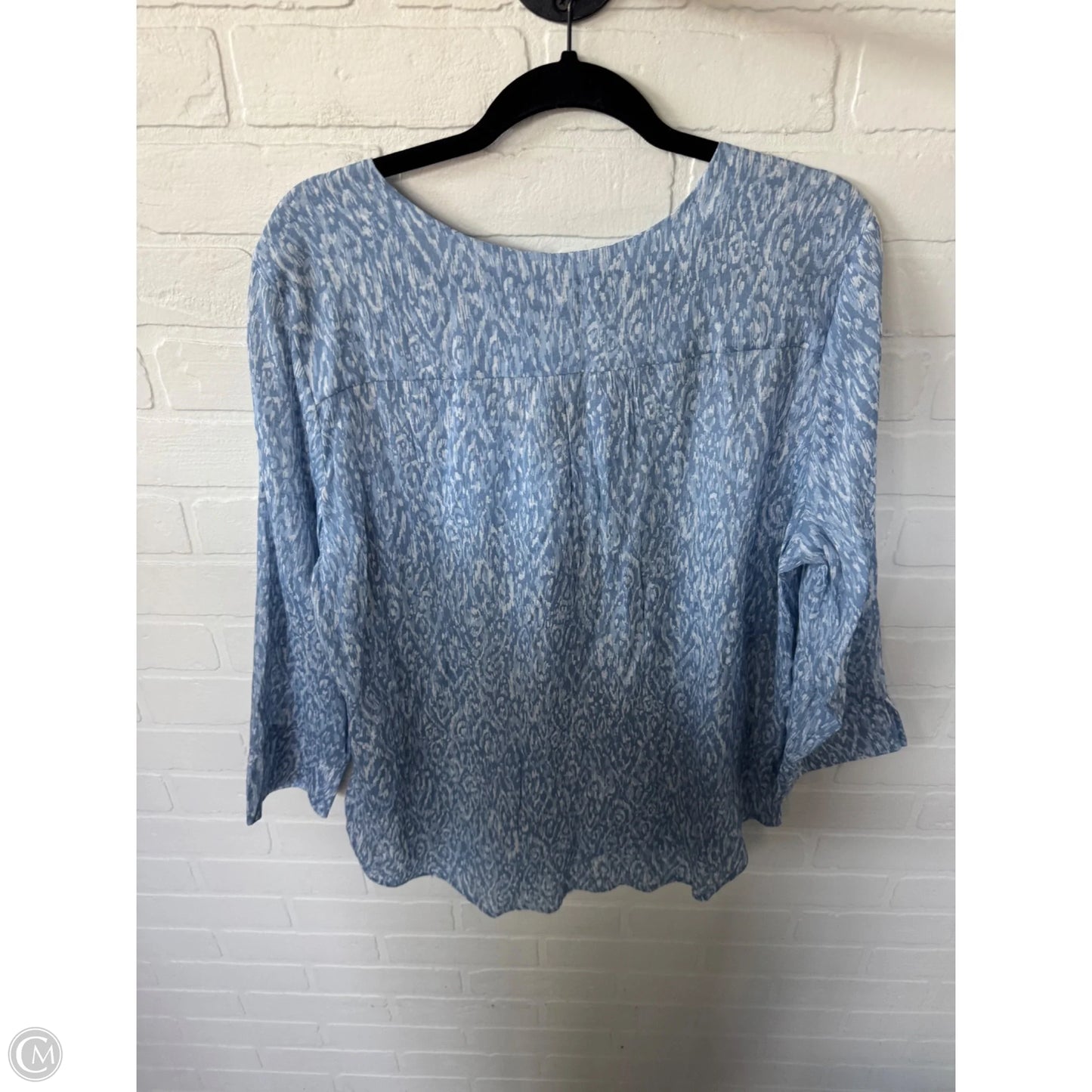 Top 3/4 Sleeve By Fred David In Blue & White, Size: Xl