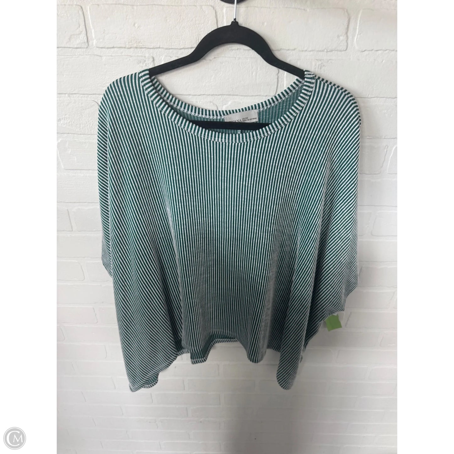 Top Short Sleeve By Zenana In Green & White, Size: 2x