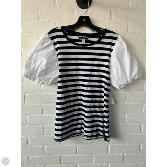 Top Short Sleeve Designer By Karl Lagerfeld In Black & White, Size: M
