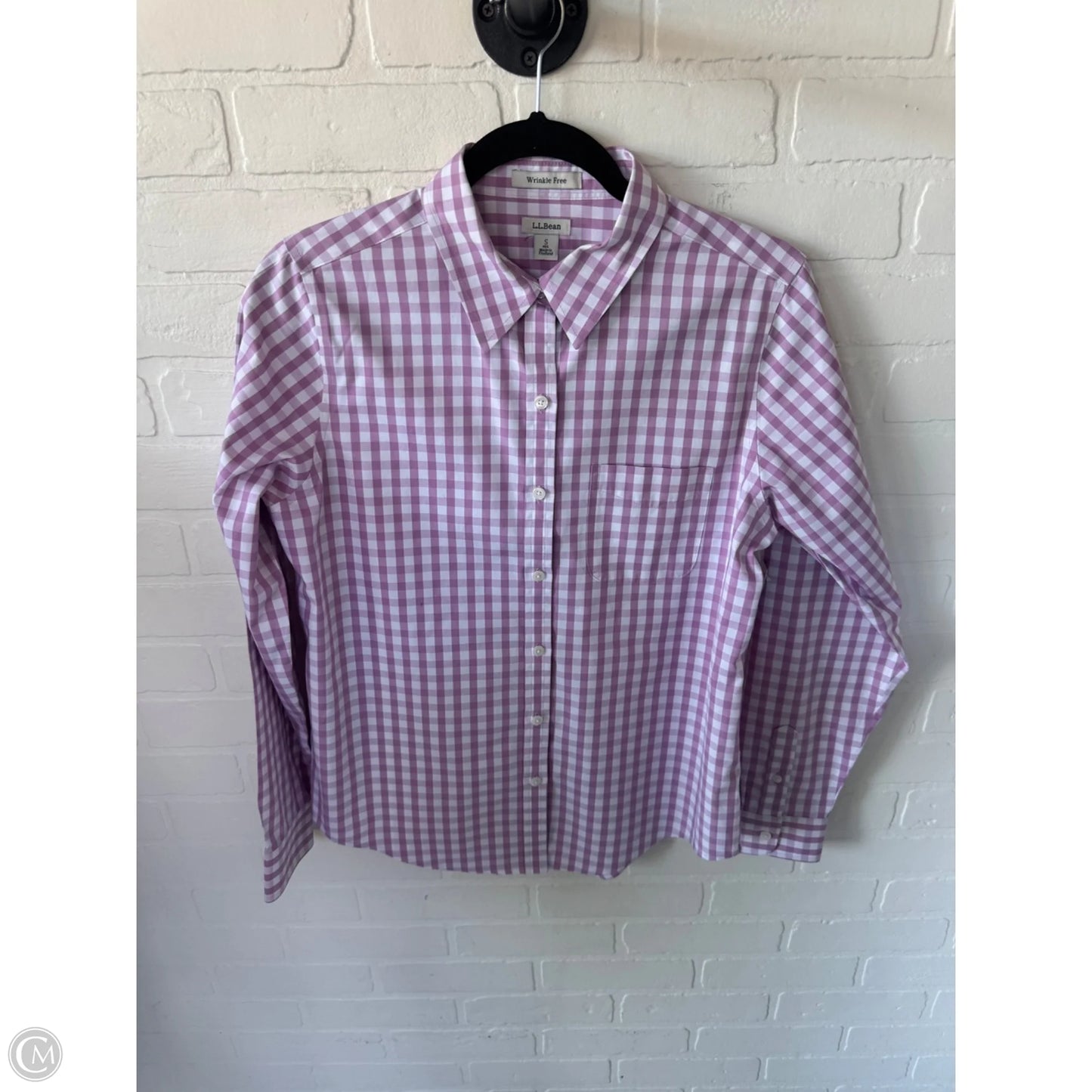 Top Long Sleeve By L.l. Bean In Purple & White, Size: S