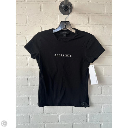 Top Short Sleeve Designer By All Saints In Black & Silver, Size: Xs