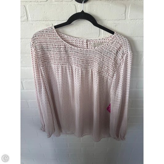 Top Long Sleeve By Loft In Black & Pink, Size: Xl