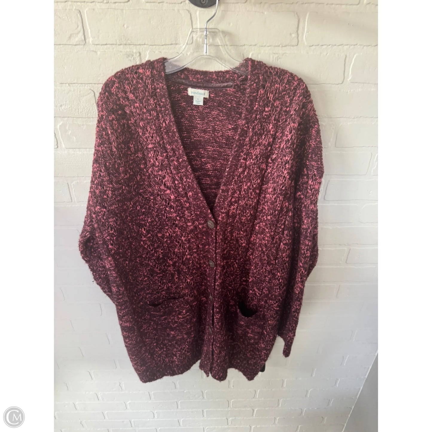 Sweater Cardigan By Sundance In Pink & Red, Size: L
