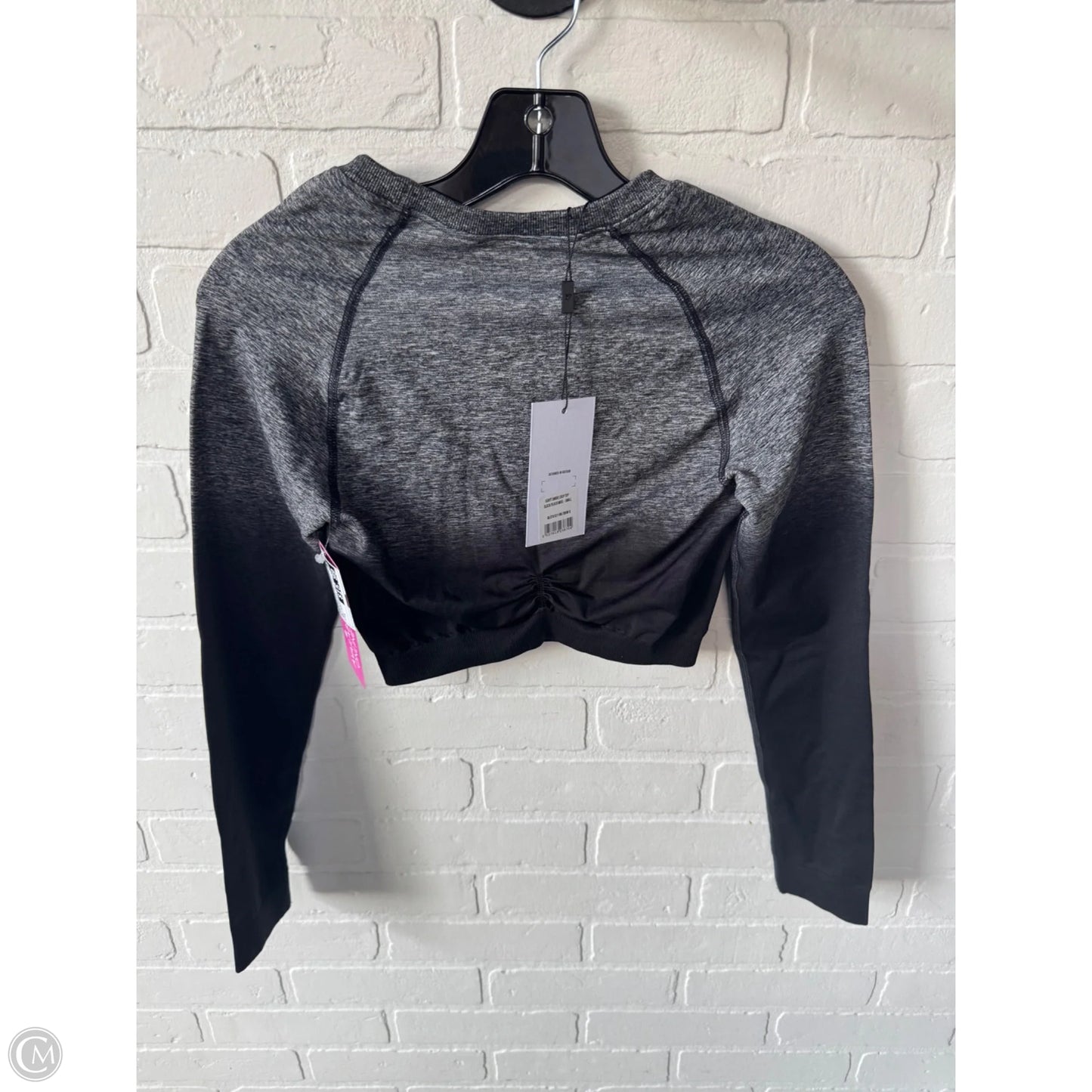 Athletic Top Long Sleeve Crewneck By Gym Shark In Black & Grey, Size: S