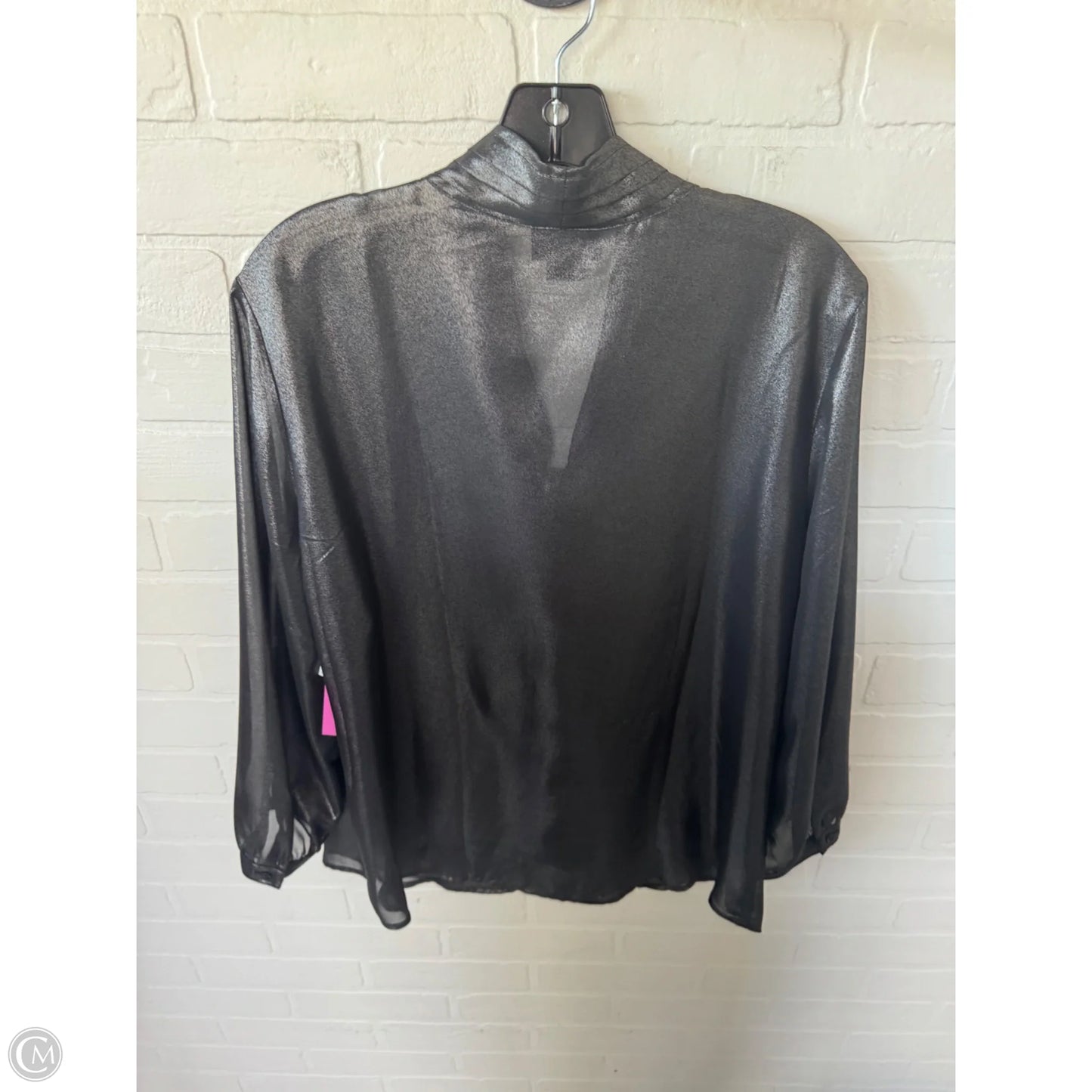 Top Long Sleeve By Liz Claiborne In Black & Silver, Size: L