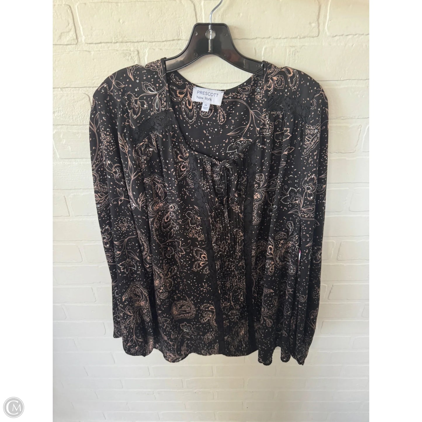 Top Long Sleeve By Clothes Mentor In Black & Brown, Size: 2x