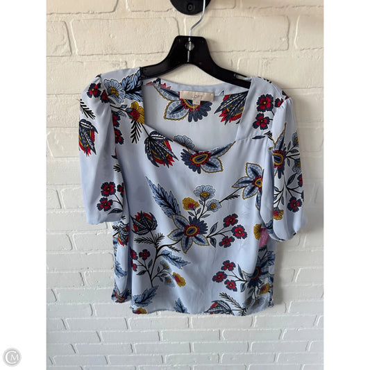 Top Short Sleeve By Loft In Blue & Yellow, Size: M