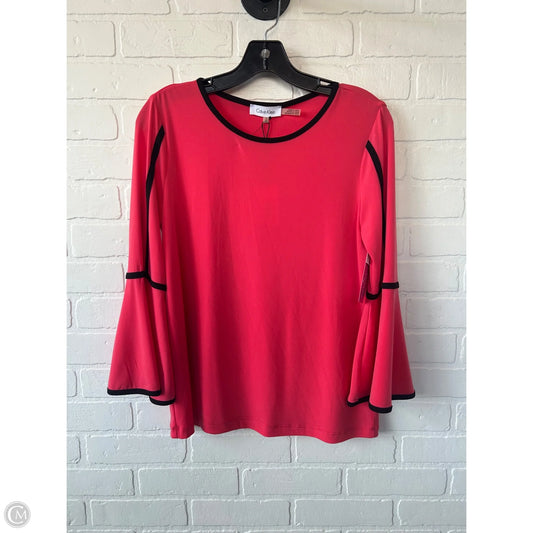 Top 3/4 Sleeve By Calvin Klein In Black & Pink, Size: S
