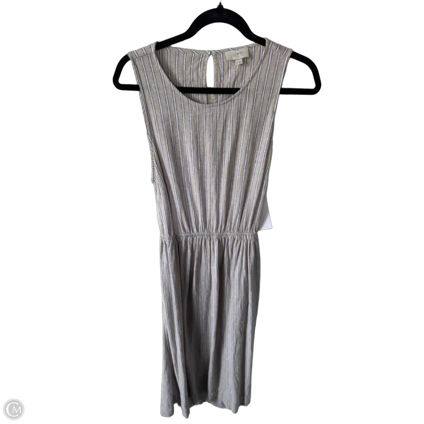 Dress Casual Midi By Loft In Tan & White, Size: M