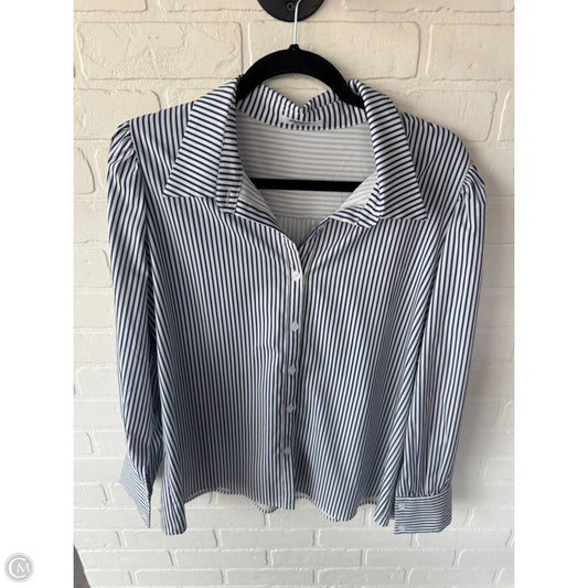 Top Long Sleeve By Zeagoo In Blue & White, Size: L