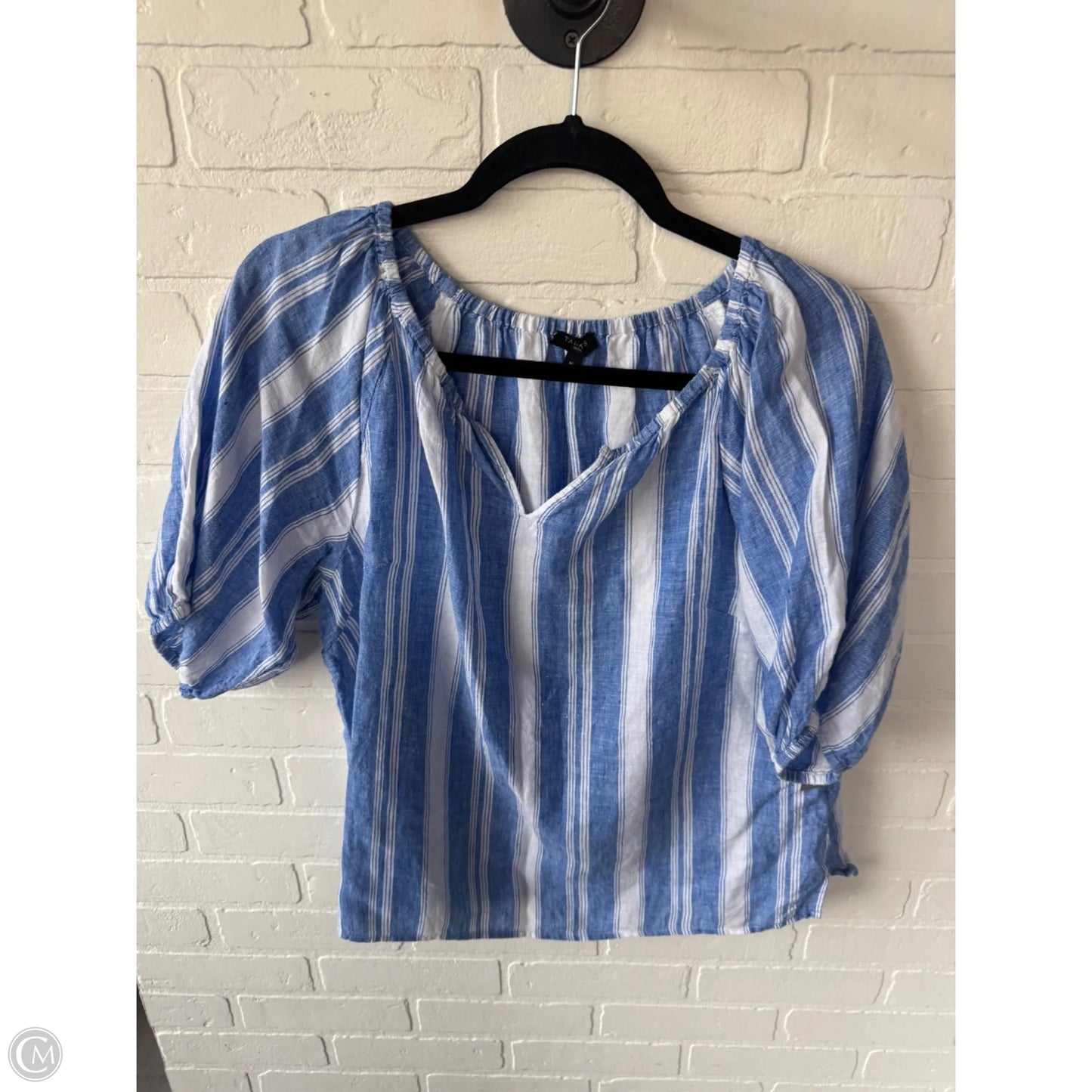 Top Short Sleeve By Talbots In Blue & White, Size: Mp