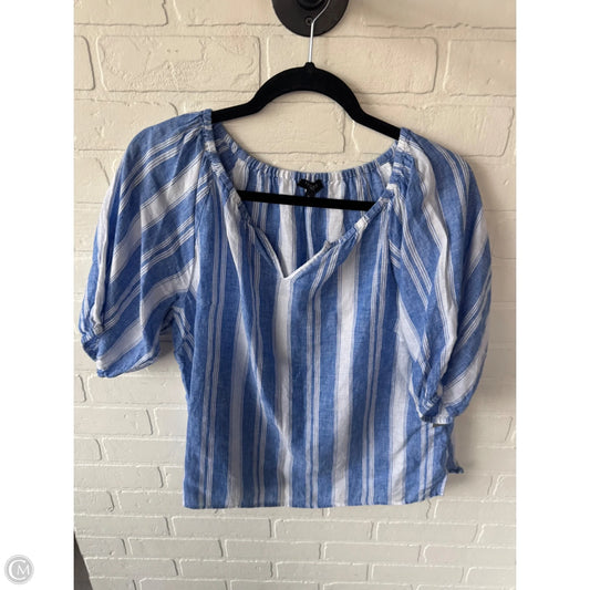 Top Short Sleeve By Talbots In Blue & White, Size: Mp