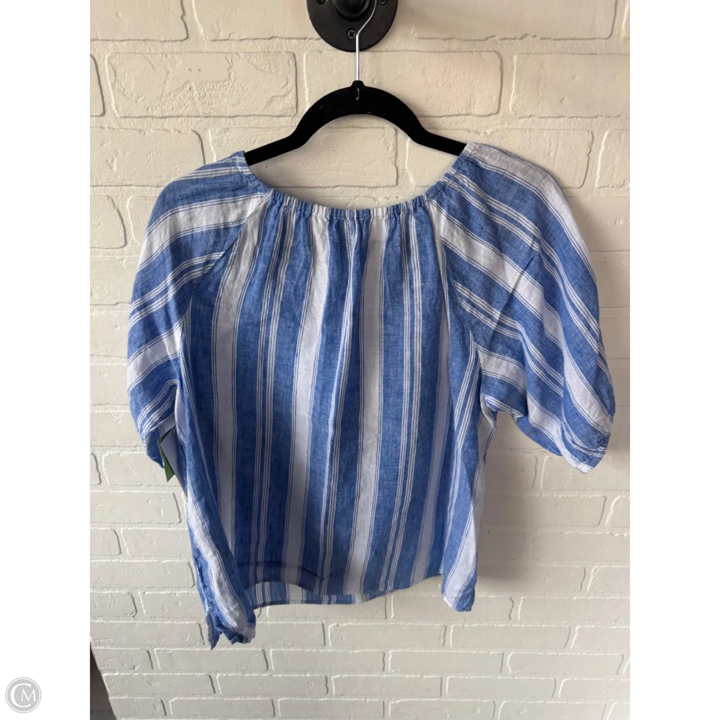 Top Short Sleeve By Talbots In Blue & White, Size: Mp