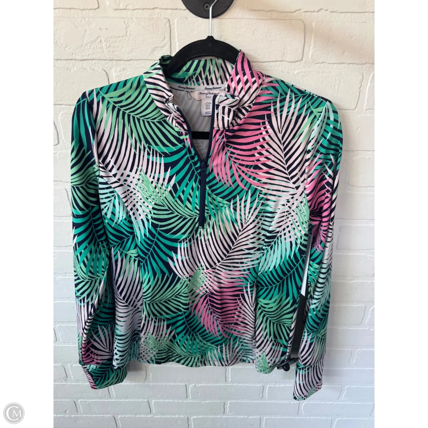 Athletic Top Long Sleeve Collar By Tommy Bahama In Blue & Pink, Size: M