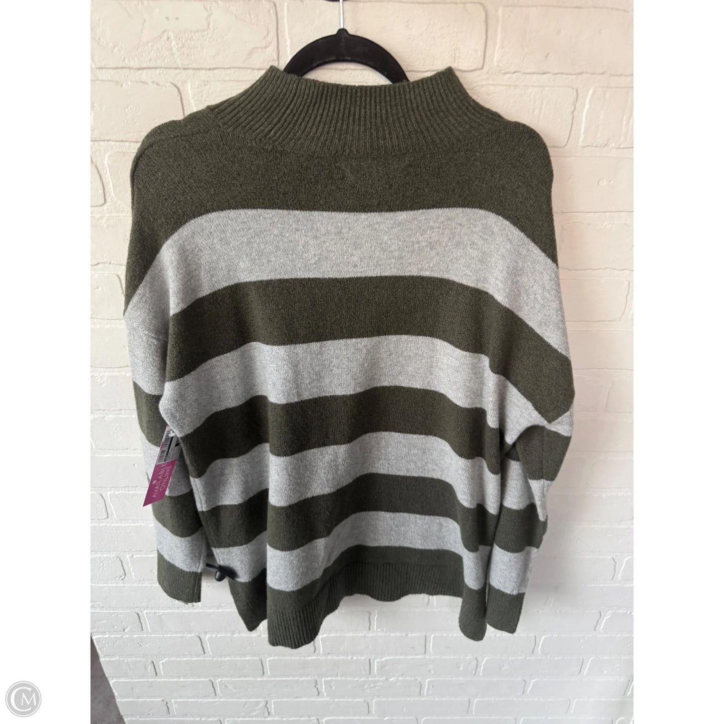 Sweater By Loft In Green & Grey, Size: L