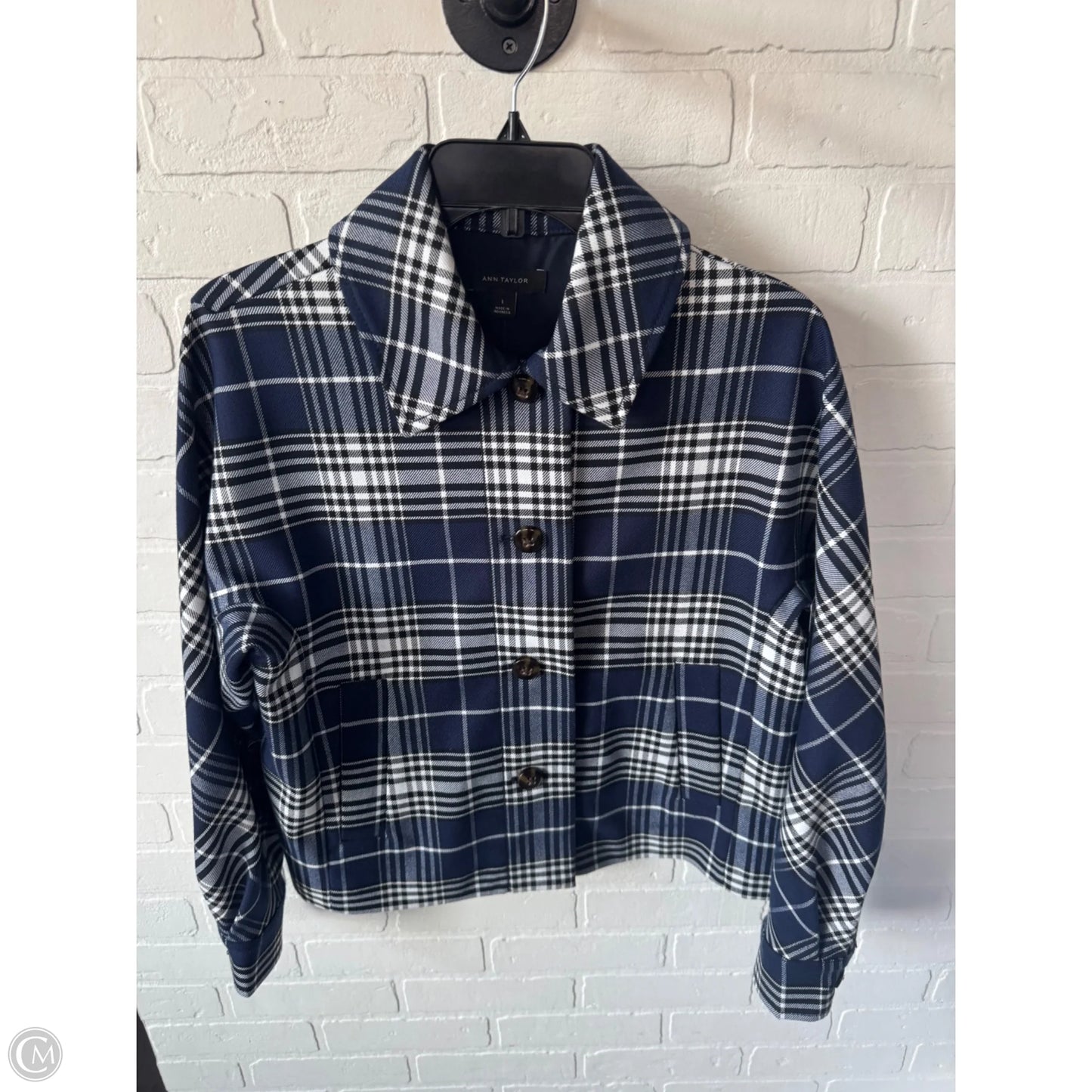 Blazer By Ann Taylor In Blue & White, Size: S