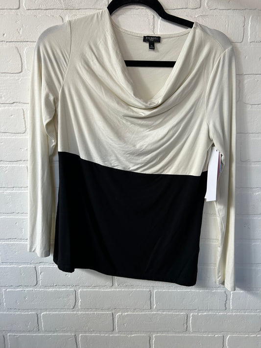 Top Long Sleeve By Talbots In White Black, Size: S